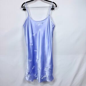 VTG Inner Most Lilic Purple Embroidered Dragonfly Babydoll Nightgown Large